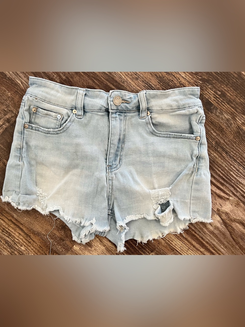Indigo Rein Light Blue Distressed Denim Jean Shorts